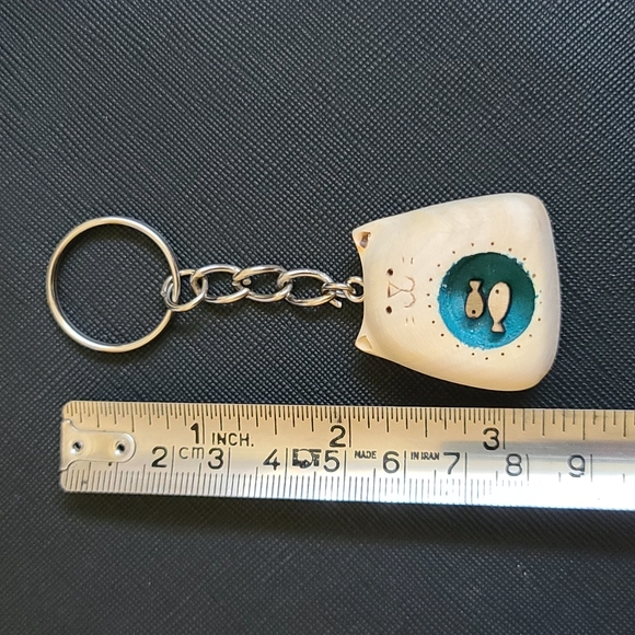 Very Cute Cat Key Chain wooded handmade for Cat lover - Picture 2 of 8